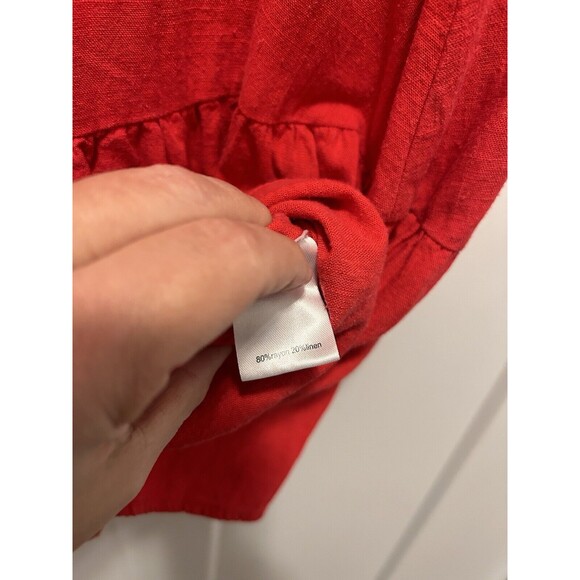 C. WONDER Red Orange Knee Length Linen Blend Short Sleeve Dress Women’s Size XS - Picture 4 of 4